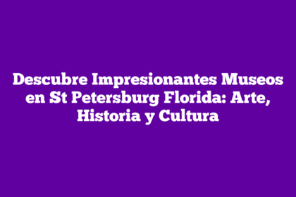 Descubre Impresionantes Museos en St Petersburg Florida: Arte, Historia y Cultura