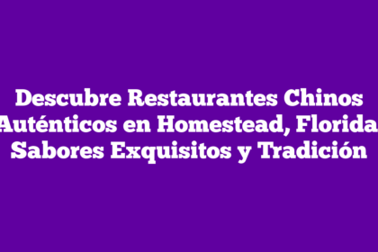 Descubre Restaurantes Chinos Auténticos en Homestead, Florida: Sabores Exquisitos y Tradición