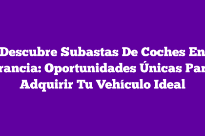 Descubre Subastas De Coches En Francia: Oportunidades Únicas Para Adquirir Tu Vehículo Ideal