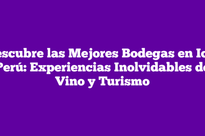 Descubre las Mejores Bodegas en Ica, Perú: Experiencias Inolvidables de Vino y Turismo
