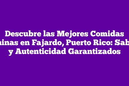 Descubre las Mejores Comidas Chinas en Fajardo, Puerto Rico: Sabor y Autenticidad Garantizados