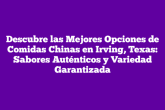 Descubre las Mejores Opciones de Comidas Chinas en Irving, Texas: Sabores Auténticos y Variedad Garantizada