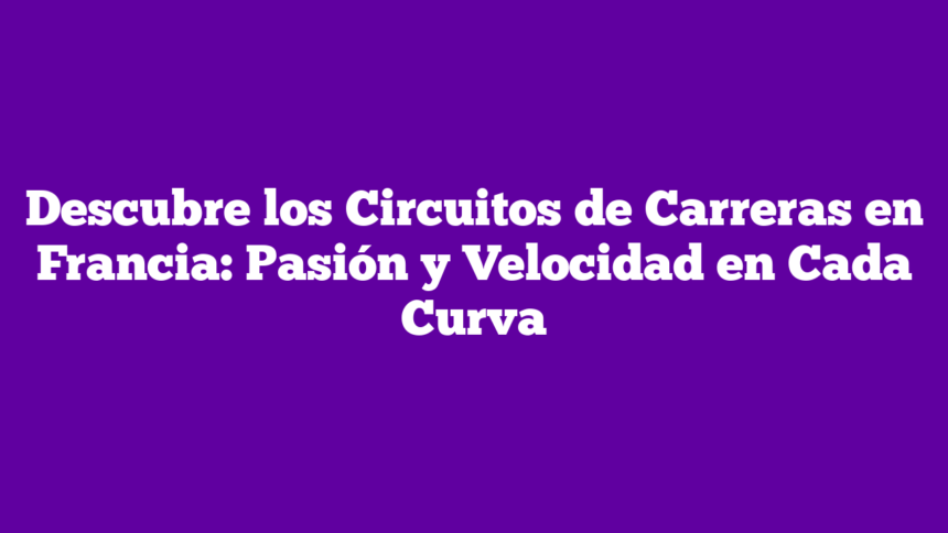 Imagen de Descubre los Circuitos de Carreras en Francia: Pasión y Velocidad en Cada Curva Descubre los Circuitos de Carreras en Francia: Pasión y Velocidad en Cada Curva