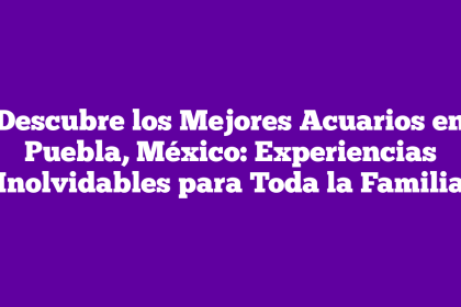 Descubre los Mejores Acuarios en Puebla, México: Experiencias Inolvidables para Toda la Familia