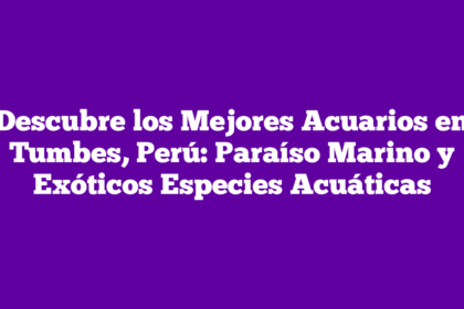 Descubre los Mejores Acuarios en Tumbes, Perú: Paraíso Marino y Exóticos Especies Acuáticas