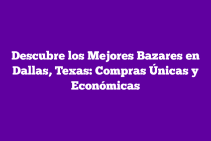 Descubre los Mejores Bazares en Dallas, Texas: Compras Únicas y Económicas