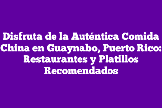 Disfruta de la Auténtica Comida China en Guaynabo, Puerto Rico: Restaurantes y Platillos Recomendados