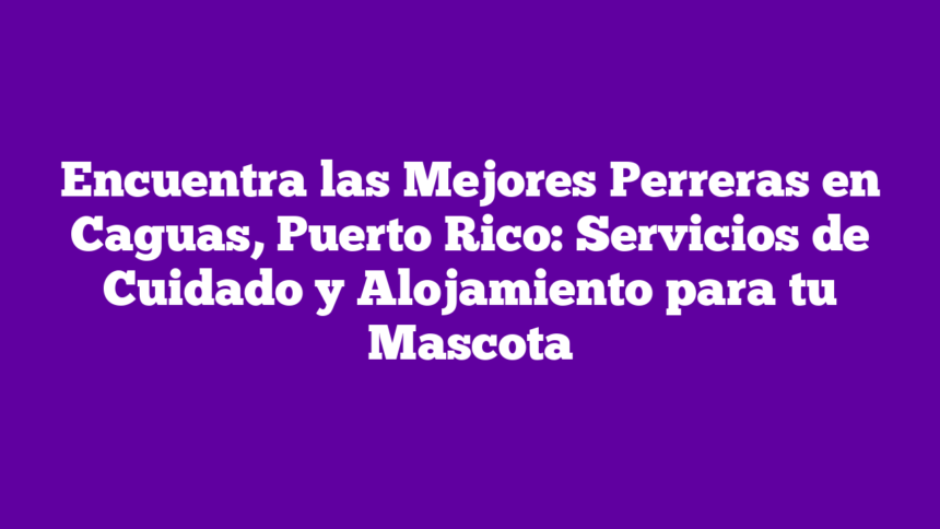 Encuentra las Mejores Perreras en Caguas, Puerto Rico: Servicios de Cuidado y Alojamiento para tu Mascota