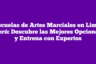Escuelas de Artes Marciales en Lima, Perú: Descubre las Mejores Opciones y Entrena con Expertos