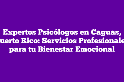 Expertos Psicólogos en Caguas, Puerto Rico: Servicios Profesionales para tu Bienestar Emocional