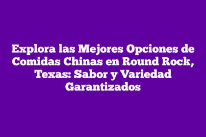 Explora las Mejores Opciones de Comidas Chinas en Round Rock, Texas: Sabor y Variedad Garantizados