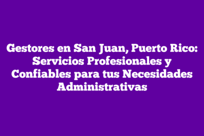 Gestores en San Juan, Puerto Rico: Servicios Profesionales y Confiables para tus Necesidades Administrativas