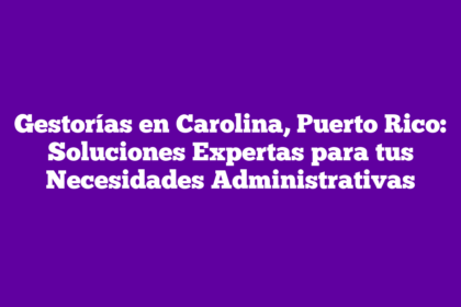 Gestorías en Carolina, Puerto Rico: Soluciones Expertas para tus Necesidades Administrativas