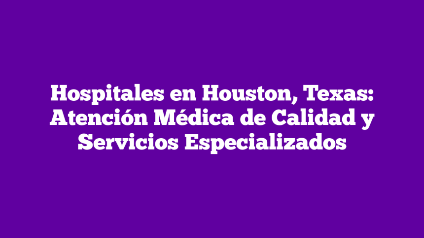 Imagen de Hospitales en Houston, Texas: Atención Médica de Calidad y Servicios Especializados Hospitales en Houston, Texas: Atención Médica de Calidad y Servicios Especializados