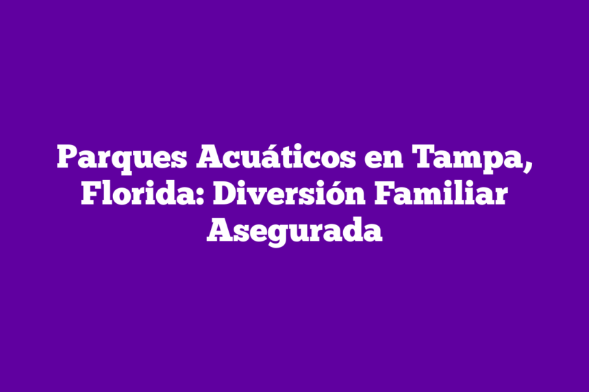 Parques Acuáticos en Tampa, Florida: Diversión Familiar Asegurada