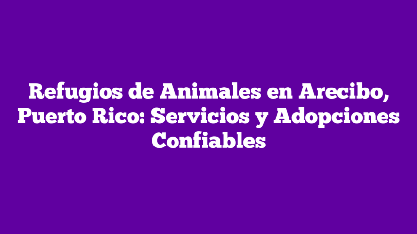 Refugios de Animales en Arecibo, Puerto Rico: Servicios y Adopciones Confiables