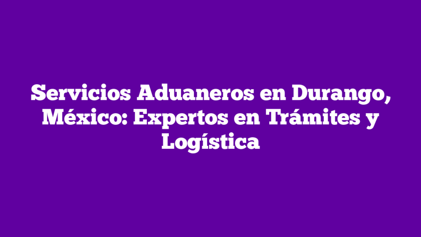 Servicios Aduaneros en Durango, México: Expertos en Trámites y Logística