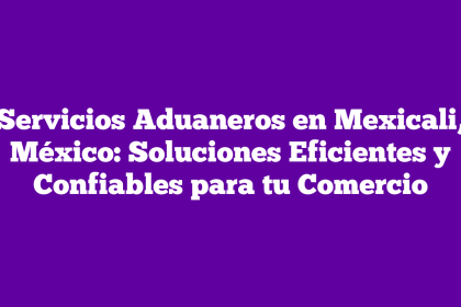 Servicios Aduaneros en Mexicali, México: Soluciones Eficientes y Confiables para tu Comercio