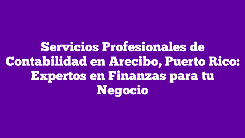 Servicios Profesionales de Contabilidad en Arecibo, Puerto Rico: Expertos en Finanzas para tu Negocio