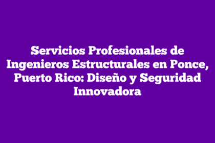 Servicios Profesionales de Ingenieros Estructurales en Ponce, Puerto Rico: Diseño y Seguridad Innovadora