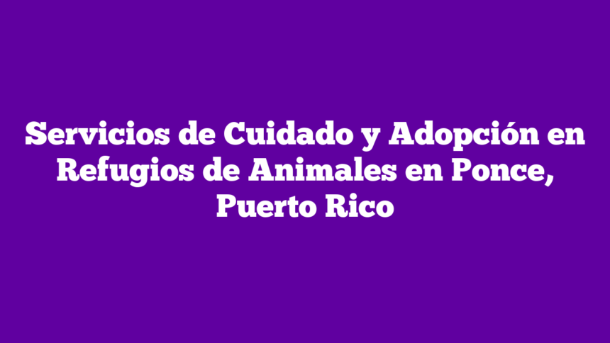 Imagen de Servicios de Cuidado y Adopción en Refugios de Animales en Ponce, Puerto Rico Servicios de Cuidado y Adopción en Refugios de Animales en Ponce, Puerto Rico