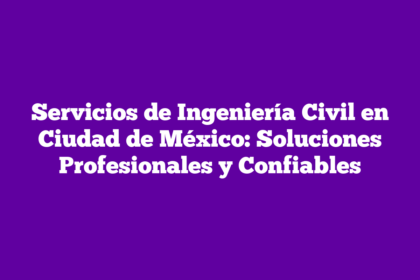 Servicios de Ingeniería Civil en Ciudad de México: Soluciones Profesionales y Confiables