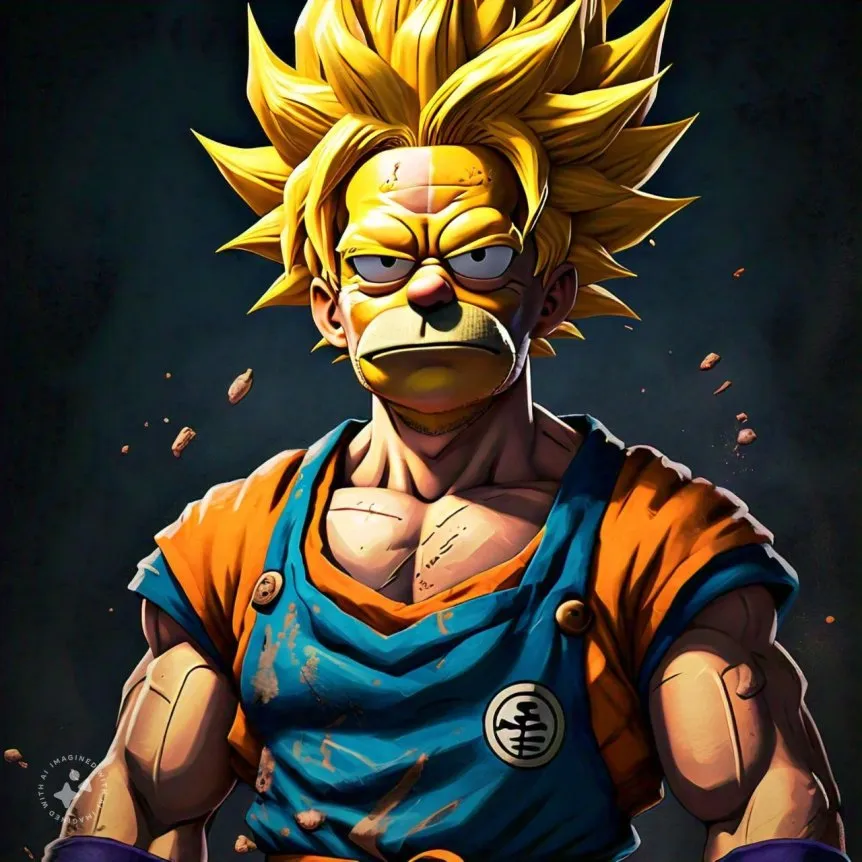 ¿Cómo sería una fusión entre Goku y Homero Simpson según la IA? Bueno, es tan raro como suena. - 8